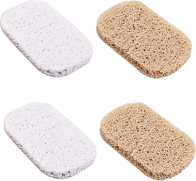 4PCS Soap Saver, Soap Lift Eco-Friendly Soap Holder Recyclable Non-Slip Soap Dish Pad Natural White Soap Press Soap Saver for Bathroom Kitchen Shower Counter Top Drains Water