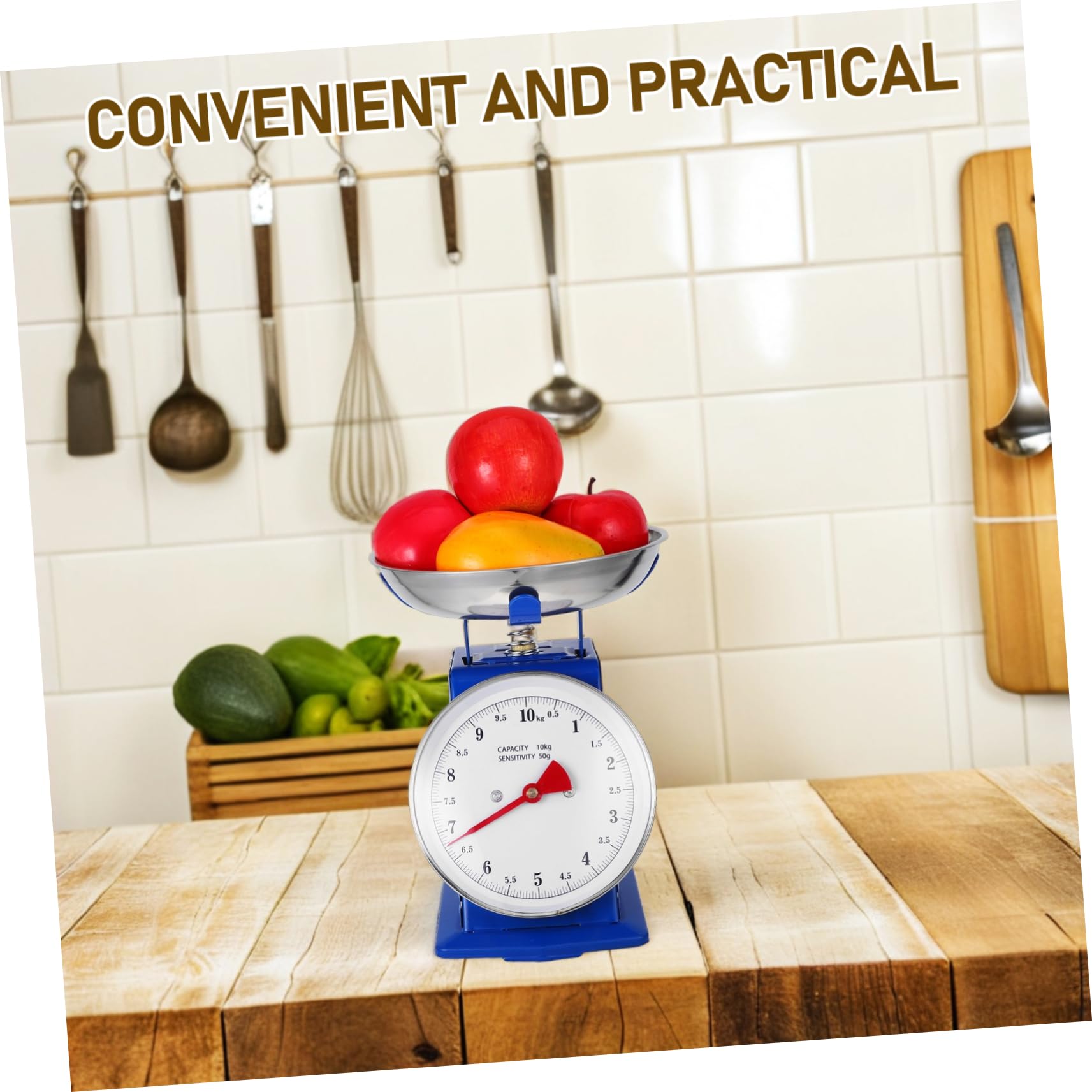 TOPBATHY Báscula de Cocina Vintage con Dial Grande y Bandeja Desmontable, Capacidad 10 Kg, Acero Inoxidable y Hierro, Adecuado para Hornear y Preparar Alimentos