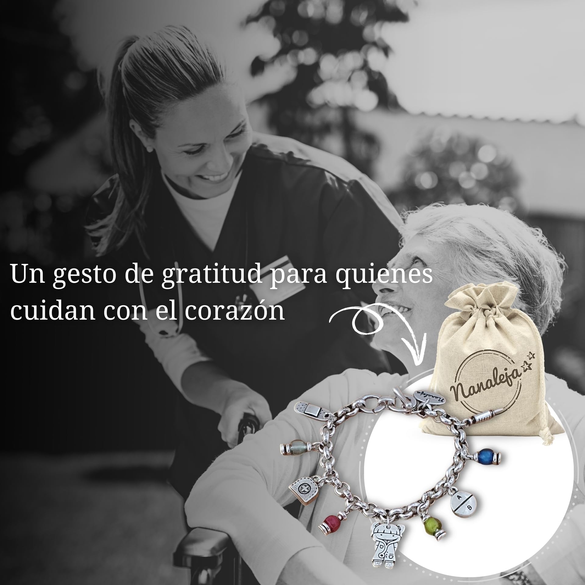 Pulsera enfermera con resinas de colores regalo enfermera - con baño de plata - pulsera personalizada - regalo para doctora