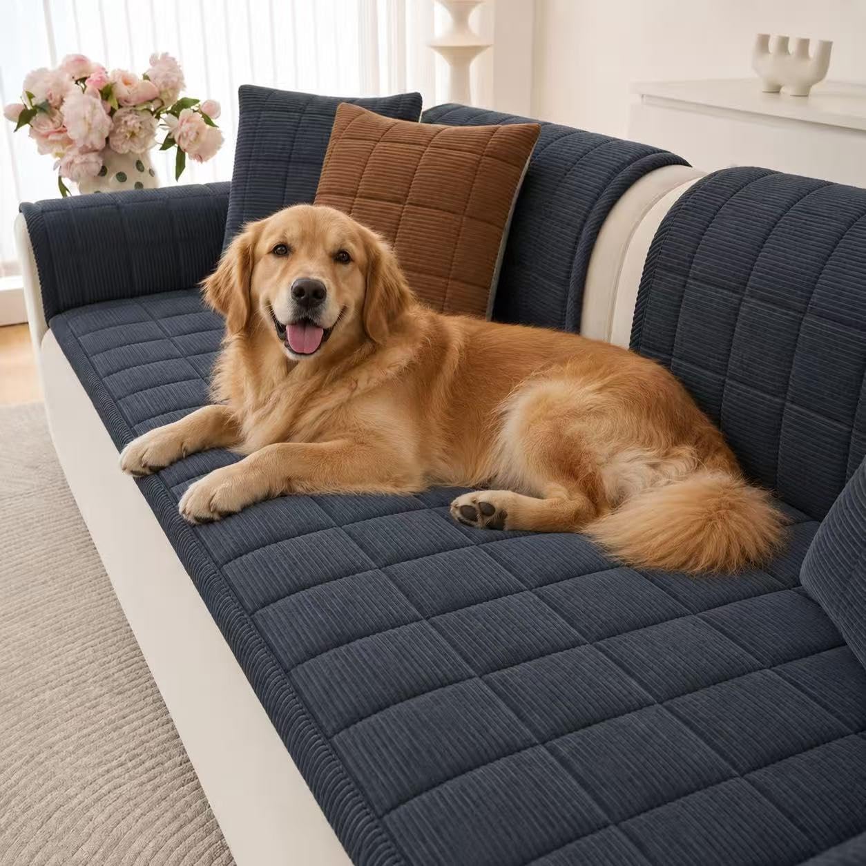 Aucrovee Thick Corduroy Sofa Cover, Non-Slip Furniture Protector,1PCS — image 1