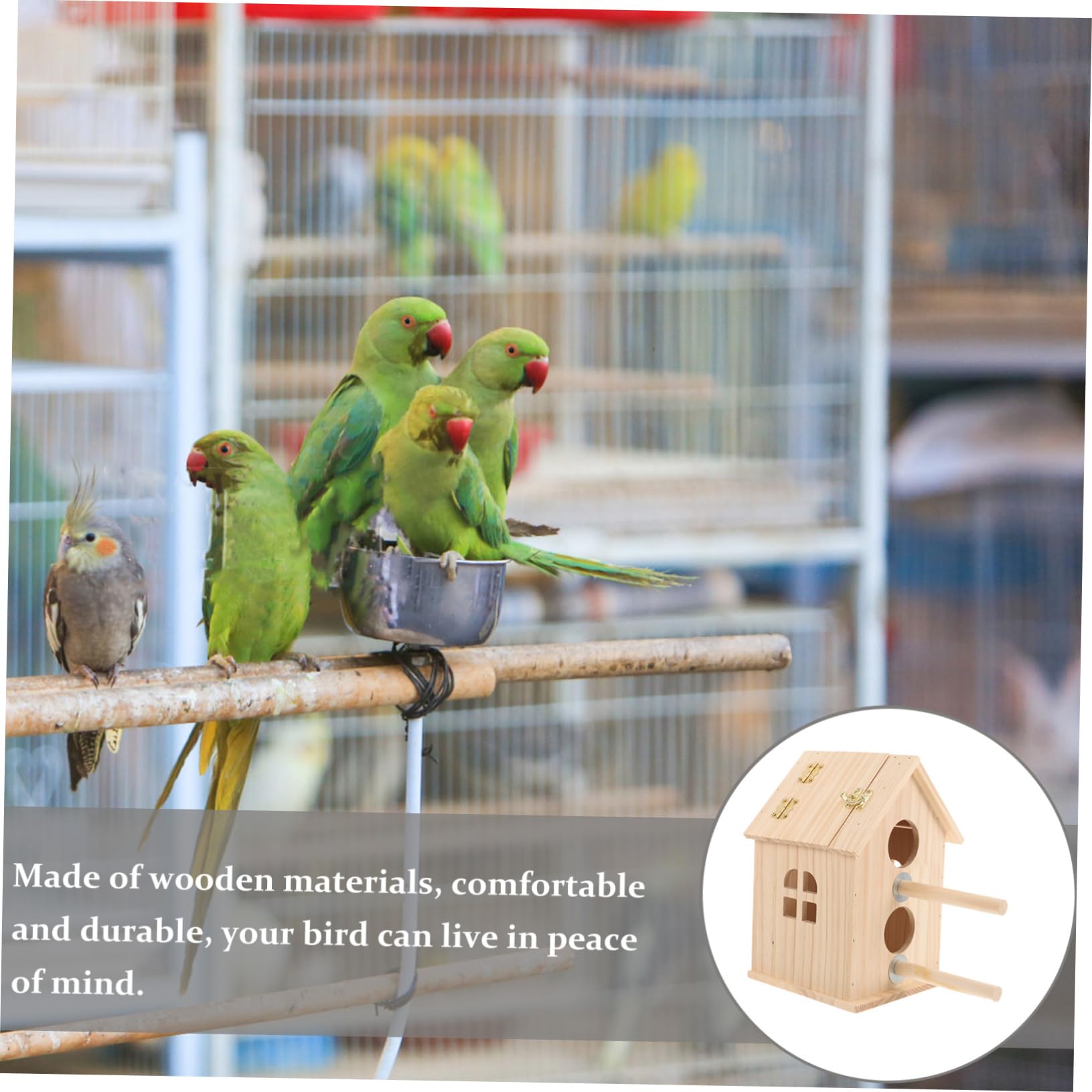 Yardwe Caja Nido de Madera para Pájaros, Nido de Cría, Caqui | Forma Circular Hueca, para Aves y Crías, Decoración Exterior, Aspecto Delicado