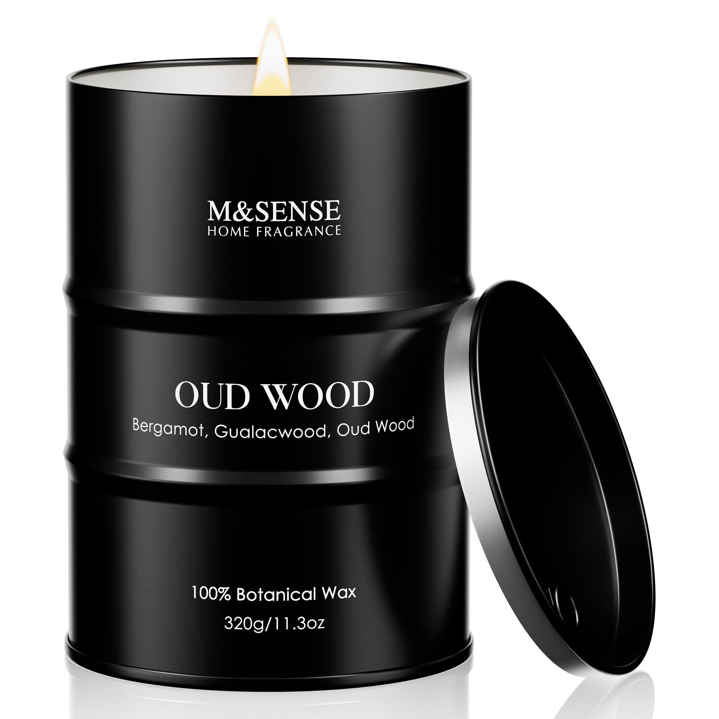 M&amp;SENSE Oud Wood Scented Soy Candle, 11.3oz