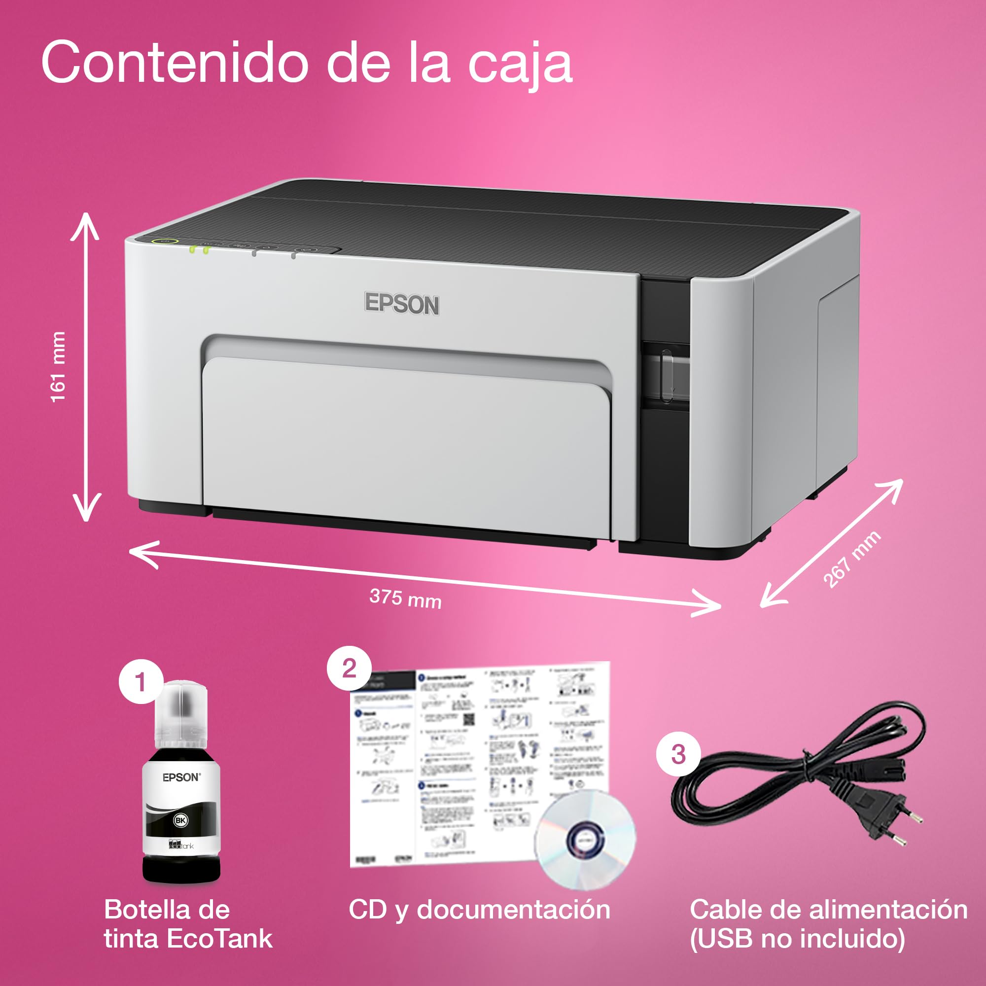 Epson Impresora EcoTank ET-M1120 A4 Monocromo con depósito de Tinta y conexión Wi-Fi