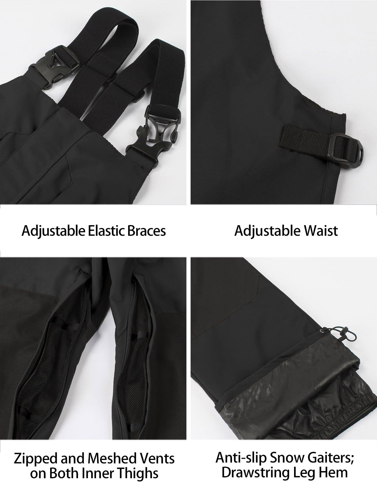 GSOU SNOW Bavaglino da sci da uomo, multi tasche, leggero, impermeabile, antivento, traspirante, caldo