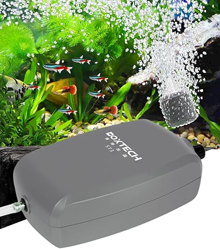 UPETTOOLS Bomba de aire para acuario, aireador de tanque de peces extra potente de 3 W con salida única de acero inoxidable, bomba de aire ajustable