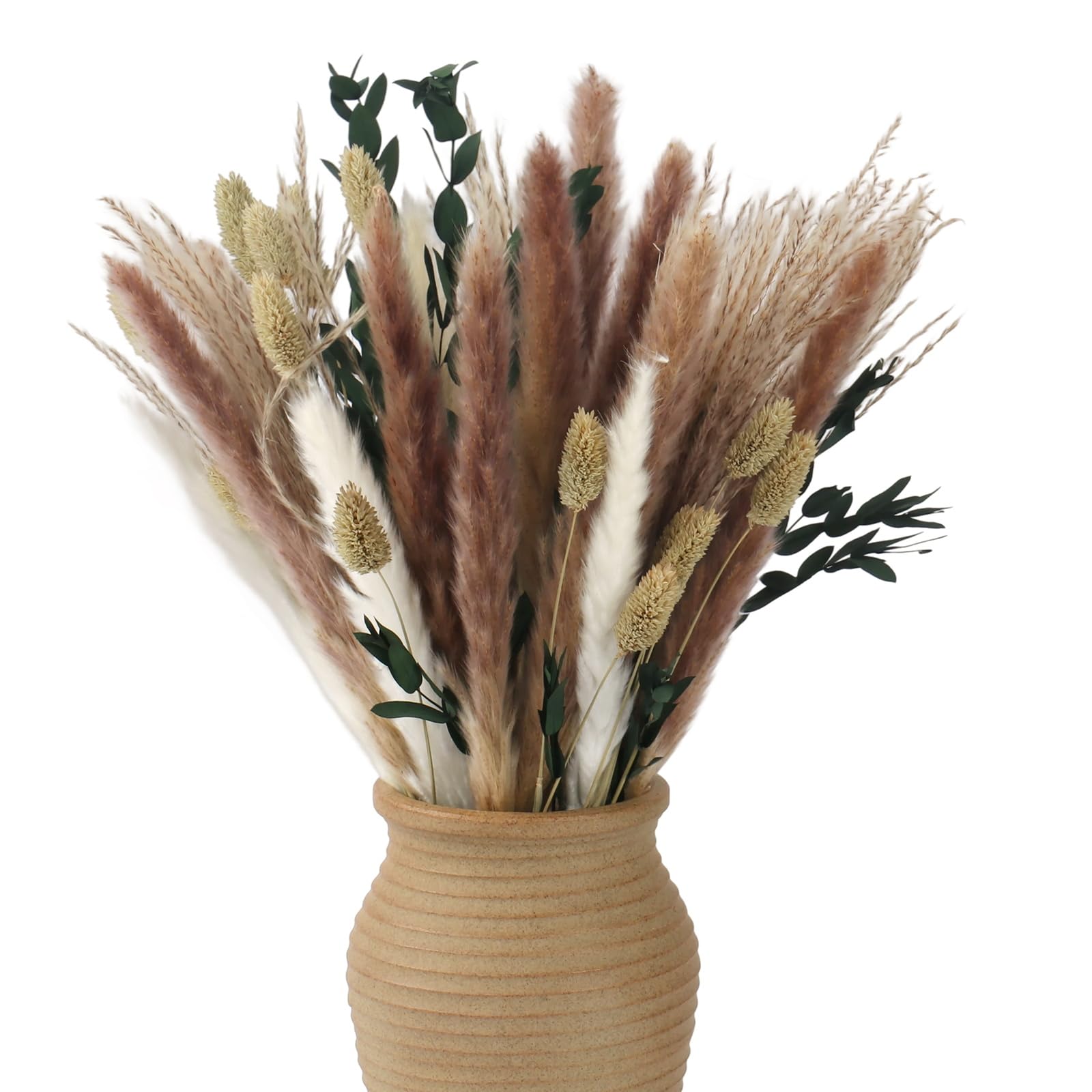 Dried Flower Boho Bouquet β Exquisite Pampas Grass Bunny Tail and Eucalyptus for Home Decor Arrangements, Boho Decor β Rustic Flowers for Your Bohemian Home, Bedroom, and Wedding Table DΓ©cor