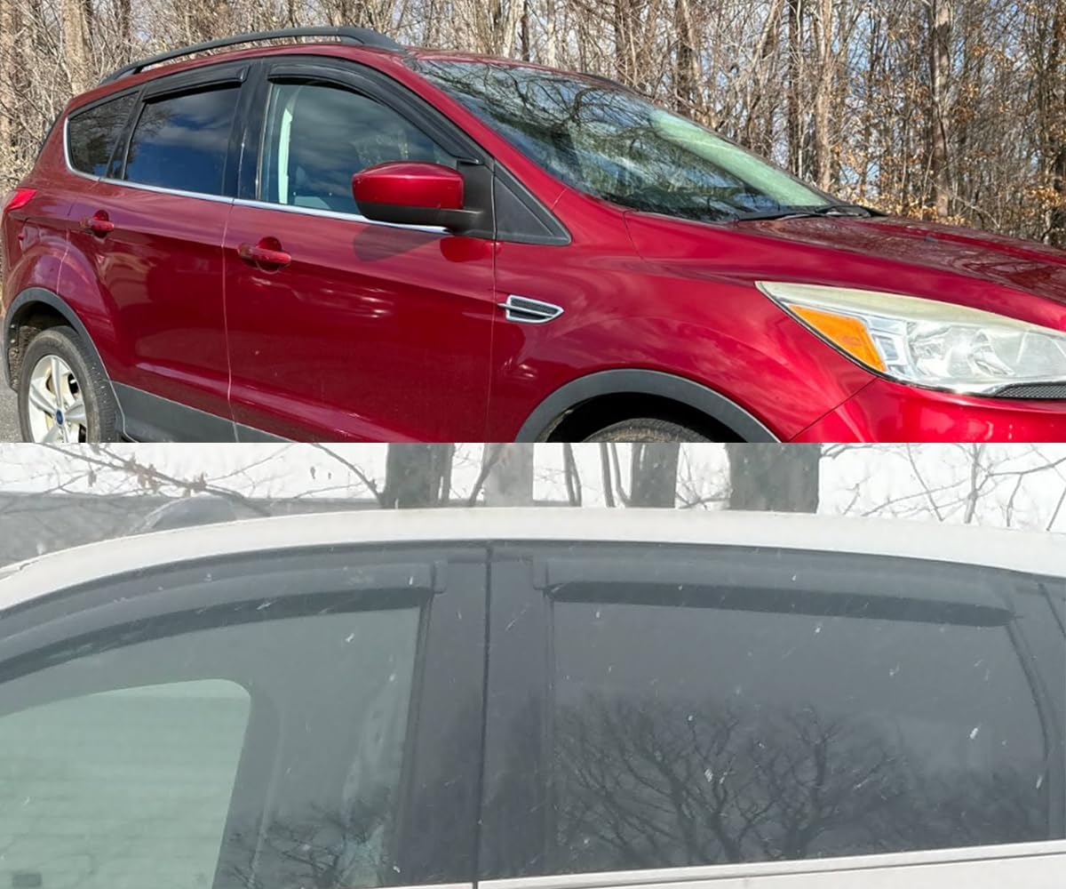Smoke Tinted Window Sun Rain Visors Vent Guard Deflector Shade Compatible with Ford Escape 2013-2019