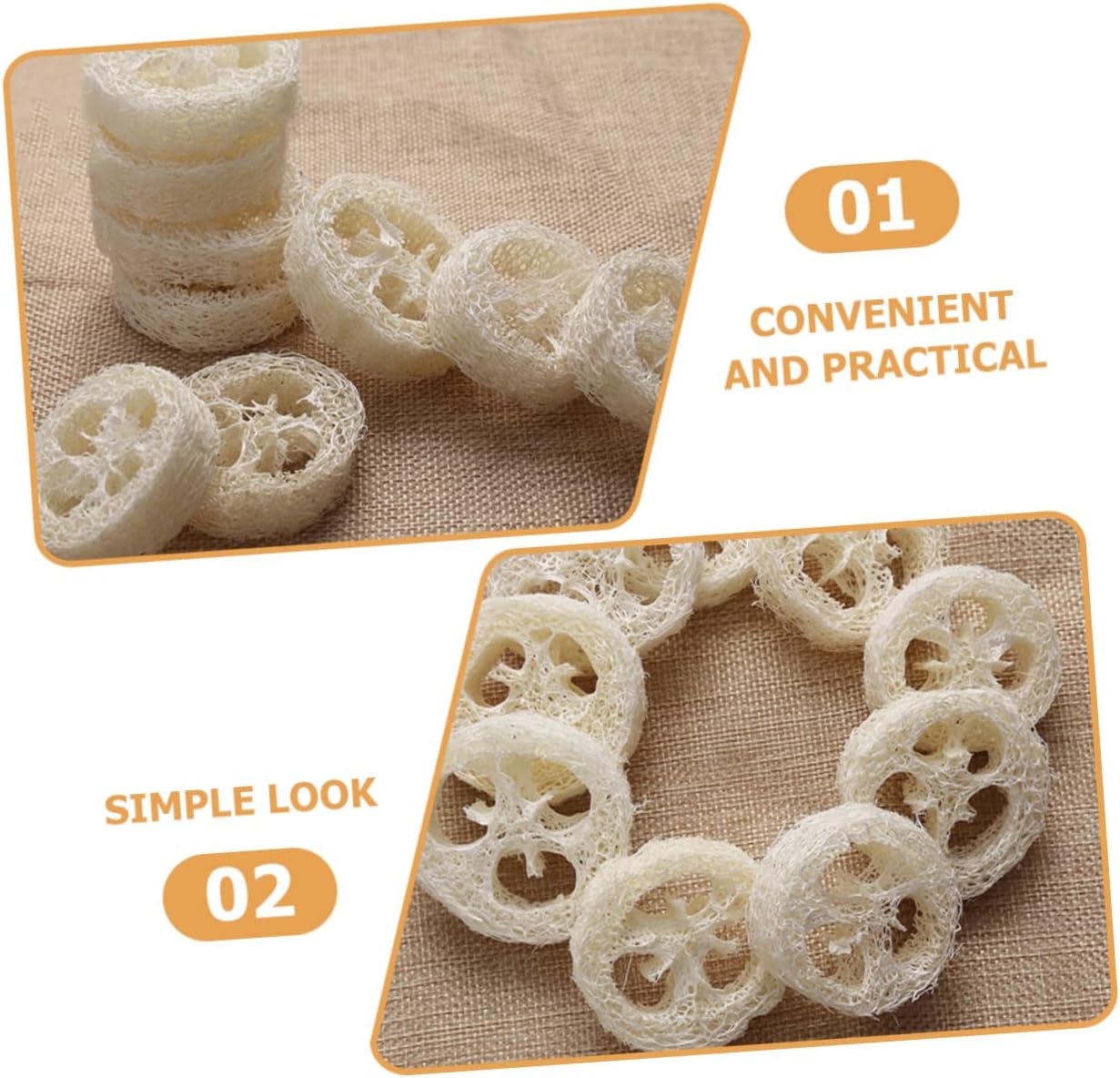 FOMIYES 100pcs Thick Bath Loofah Sponges Natural Loofah Puff Exfoliating Body Scrubber for Shower