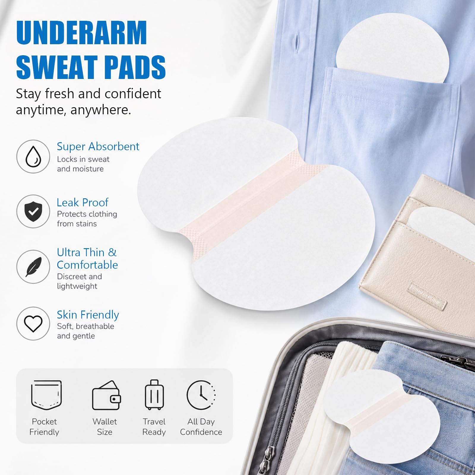 80 Piezas Almohadillas Sudor Axilas, Hombres y Mujeres Almohadillas Protectoras para el Sudor, Para Absorción y Reducir Olores, Parches Invisibles Cómodos