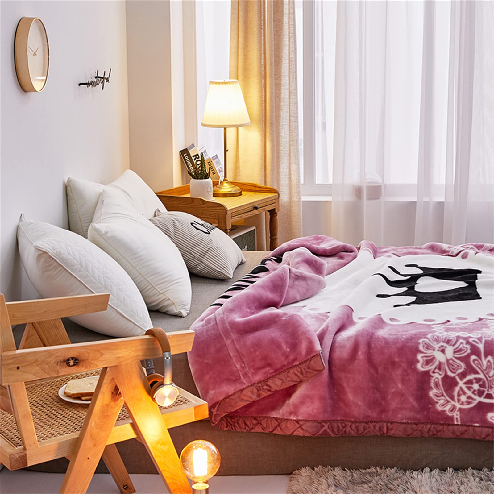 Manta Felpa de Franela Y Sherpa Invierno, Suave Gruesa Caliente Hipoalérgica Reversible para Cama Y Sofá Y Colcha, Cubre Mantas para Hogar, Oficina, Viaje (A8,180x220cm(3kg))