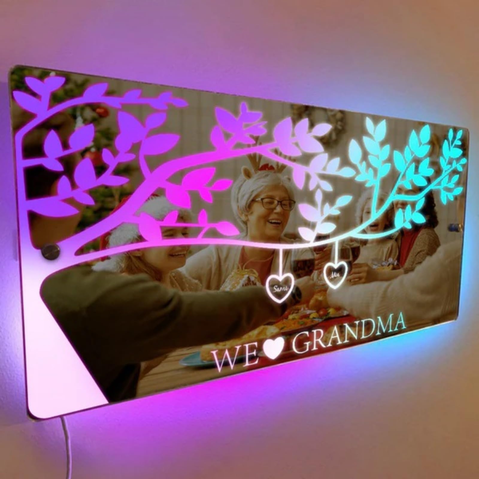 Insegna Led Personalizzata Con Nome Specchio Personalizzato,Led Scritta Neon Personalizzato Insegna Luminosa Luce Led Lampada Specchio Da Parete Arredamento Famiglia Regalo Per Compleanno (80x40cm)