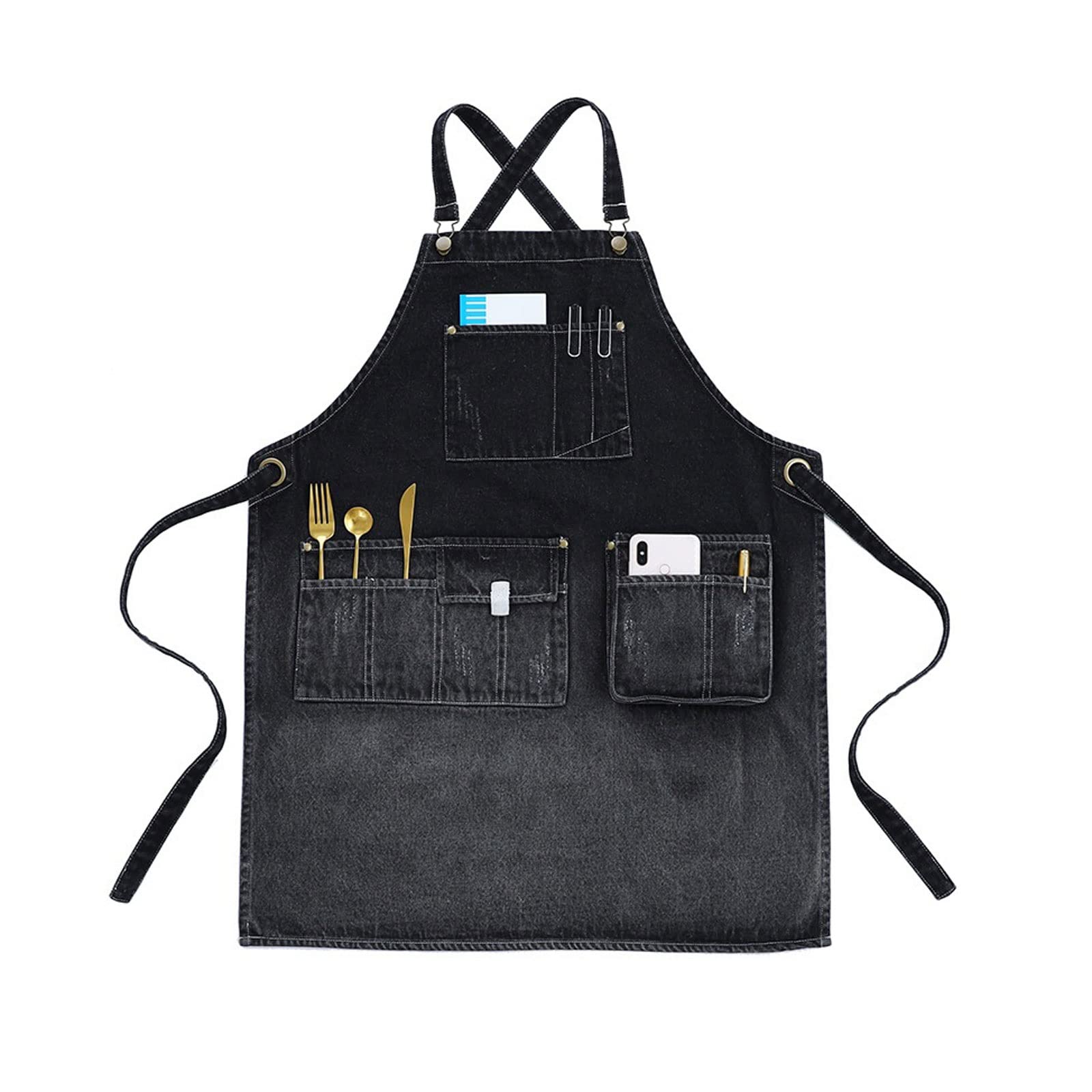 Grembiule uomo donna denim lavato grembiuli tagli di capelli parrucchieri bar lavoro pittura cucina cottura
