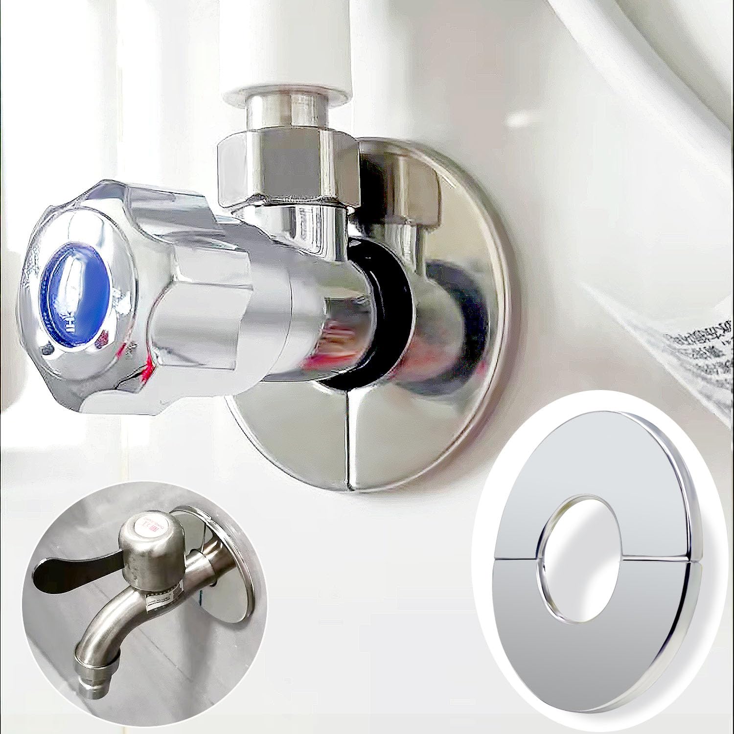 ABS Wall Split Flange Escutcheon Plate – Self-Adhesive Round Cover For Water Pipes, Faucet Decoration (44mm)