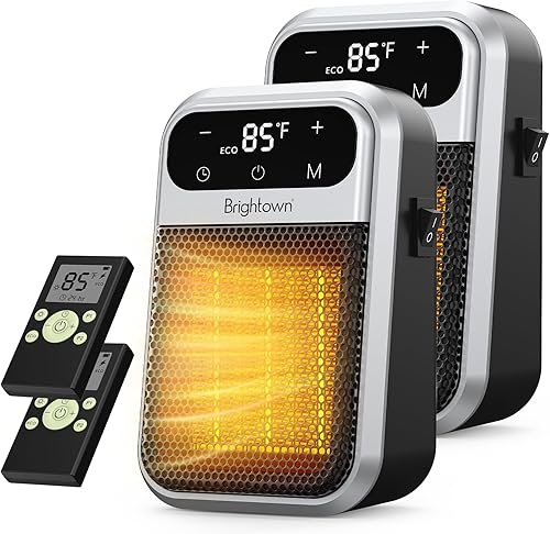 Brightown Paquete de 2 calentadores de espacio de salida, calentador de enchufe de 800 W con control remoto y pantalla LED táctil, pequeños disponible en Yaxa Guatemala