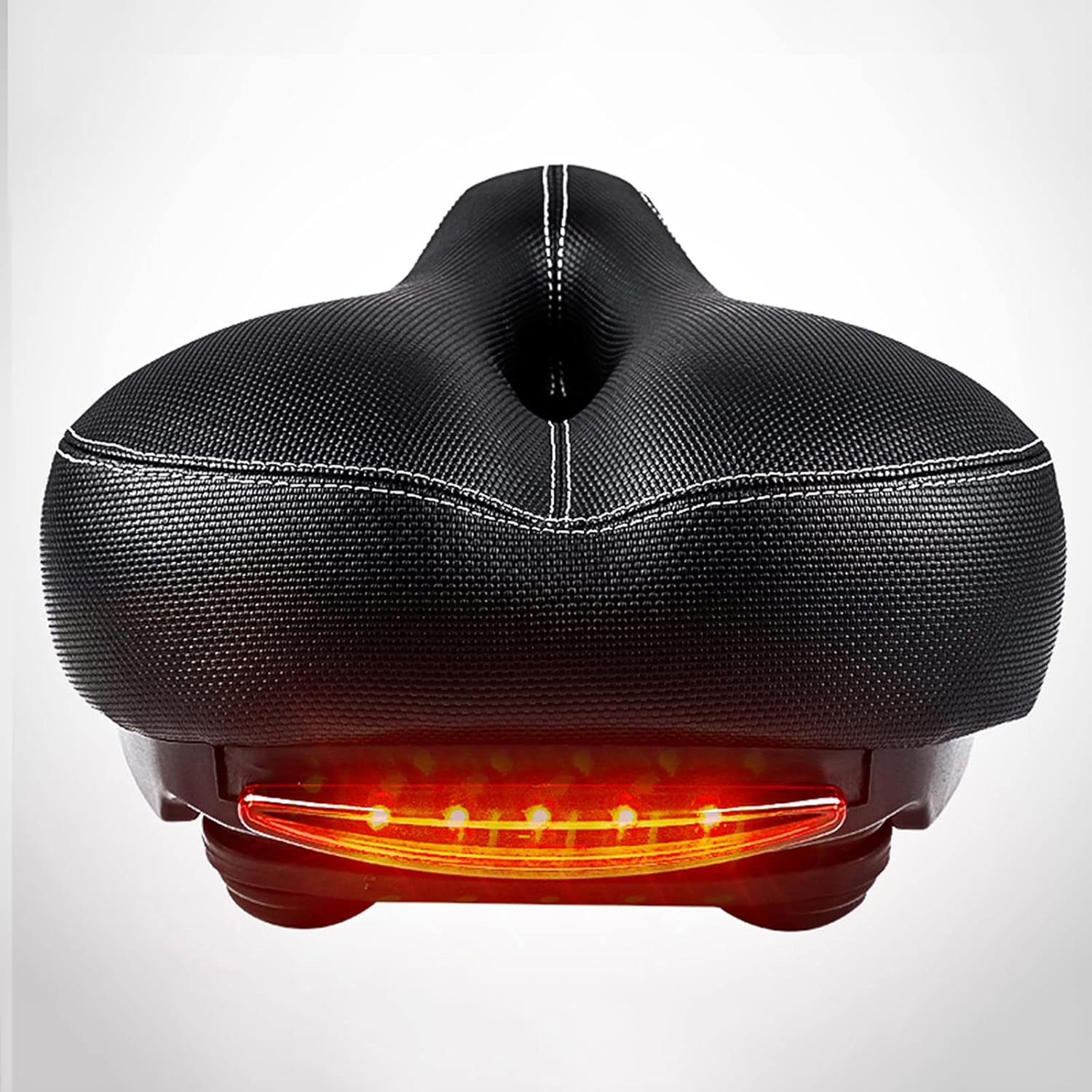 Oversized Comfort Bike Seat,Universal Replacement Bicycle Saddle with taillight, High Density Memory Foam Soft Large Padded Shock Absorbing Waterproof Breathable for MTB, Road Bike,Folding Bike