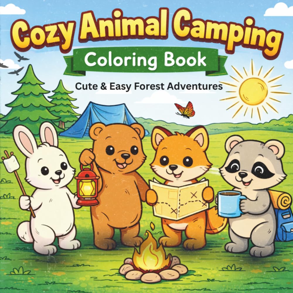 Cozy Animal Camping Coloring Book: Cute & Easy Forest Adventures with Adorable Woodland Animals (Cozy Animal Series)