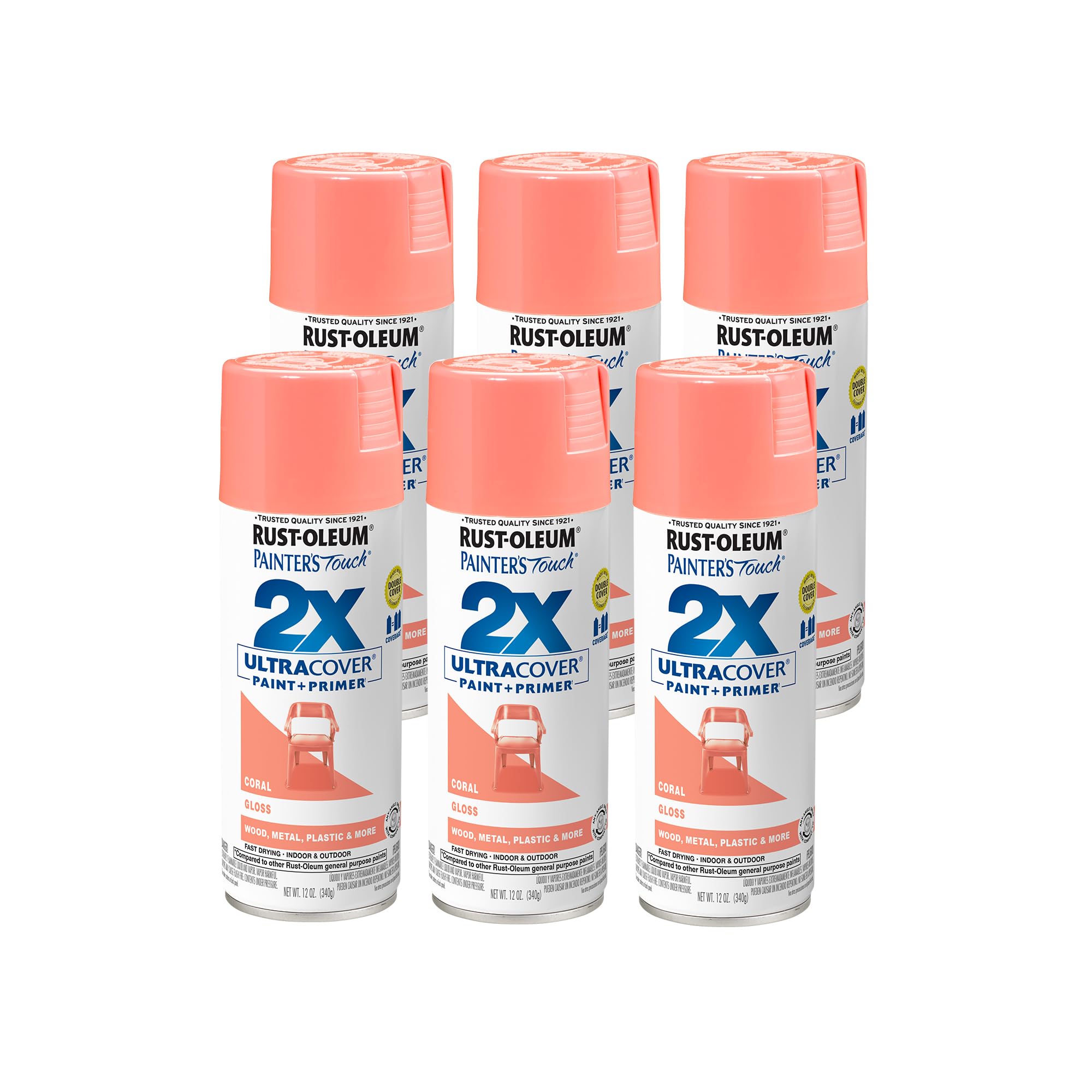 Rust-Oleum Painter's Touch 2X Ultra Cover Spray Paint, Gloss Coral
