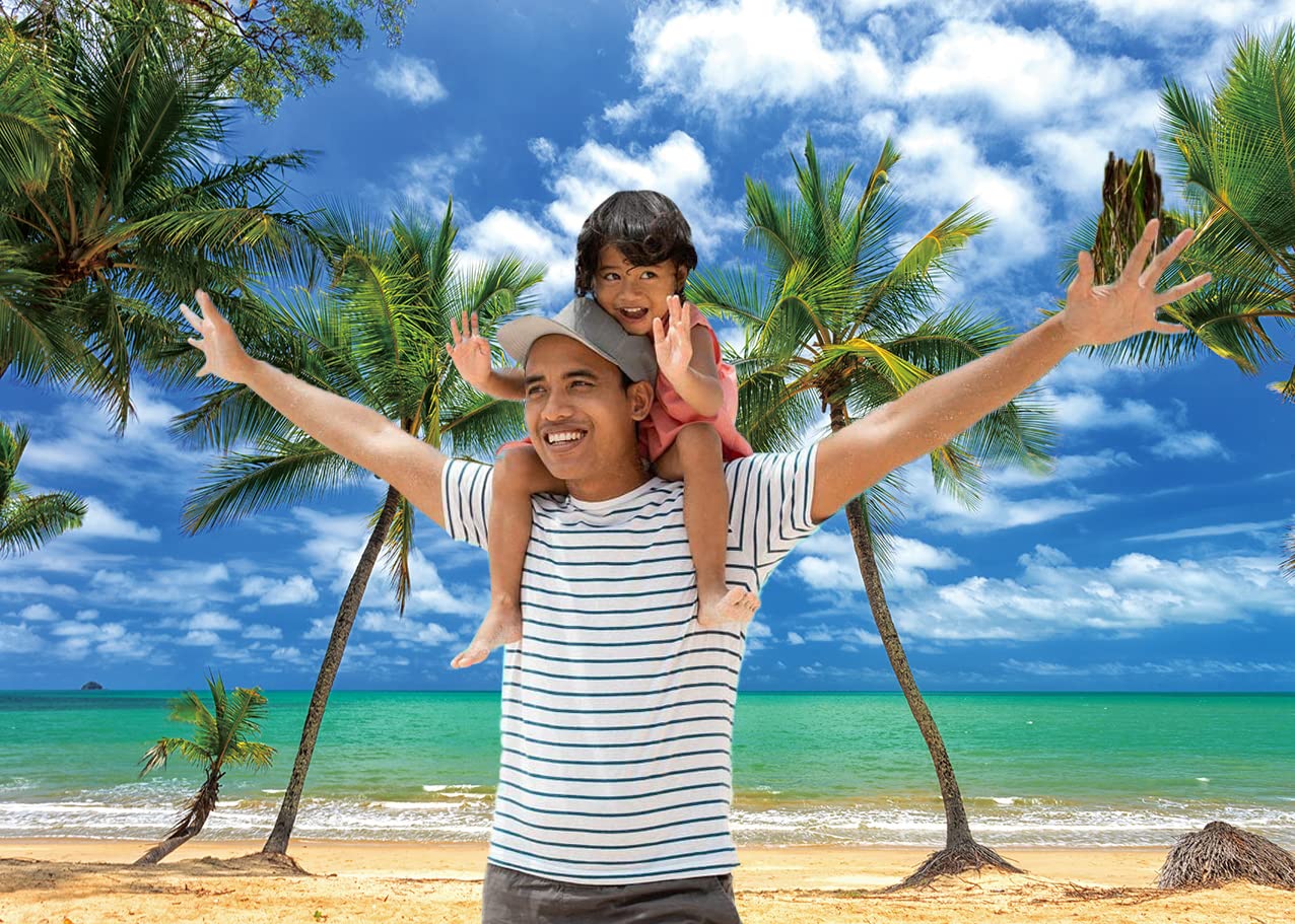 Tropischer Fotohintergrund Für Sommer-Partys – 1,8 X 1,2 M Strand-Motiv Mit Palmen, Ideal Für Geburtstage & Hochzeiten