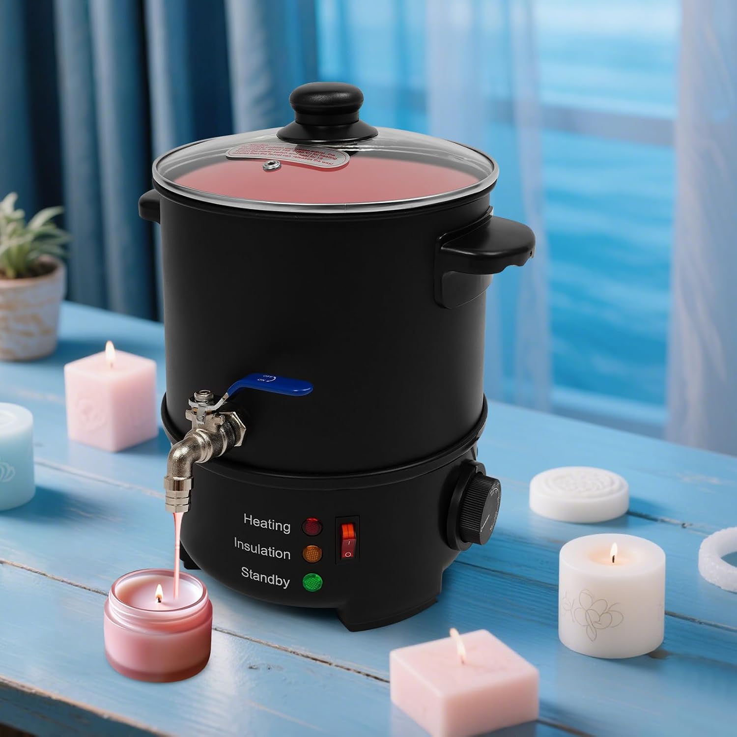 Wax Melter for Candle Making, 4 Liter Large Electric Wax Melting Pot Easy Pour Spout, Electric Non-Stick Candle Wax Melter Pot DIY Candle Making Kit w/ Adjustable Temperature for Candle Soap Cream