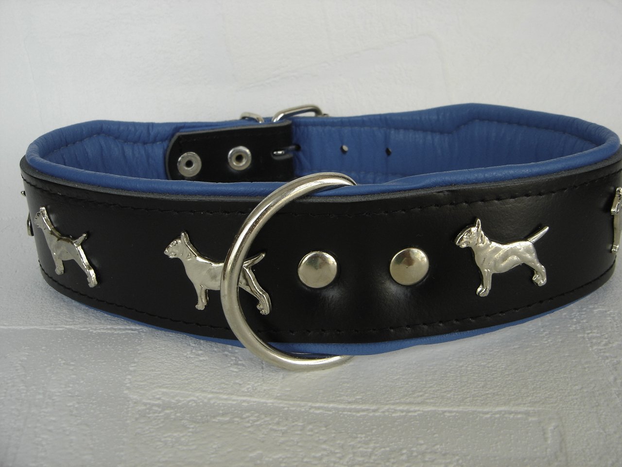 Hundehalsband Aus Leder Mit Strass – Himmelblau, Verstellbar 25-31 Cm, 14 Mm Breit, Gepolstert