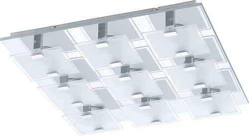 EGLO LED plafonnier Vicaro, luminaire de plafond, acier inoxydable chromé