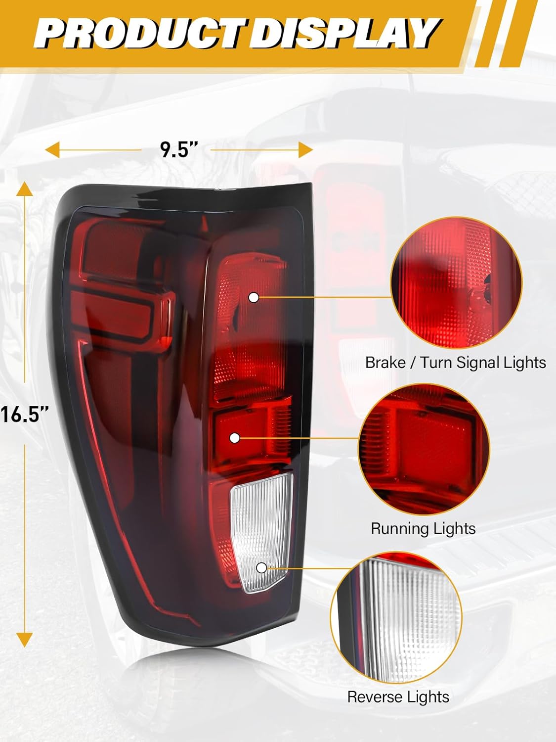 Tail Light Assembly Compatible with GMC 2019-2023 Sierra 1500 2500 HD 3500 HD with Factory Halogen Rear Lamps Model, with Bulbs and Harness Replaces 84565919 GM2800309, Left Driver Side