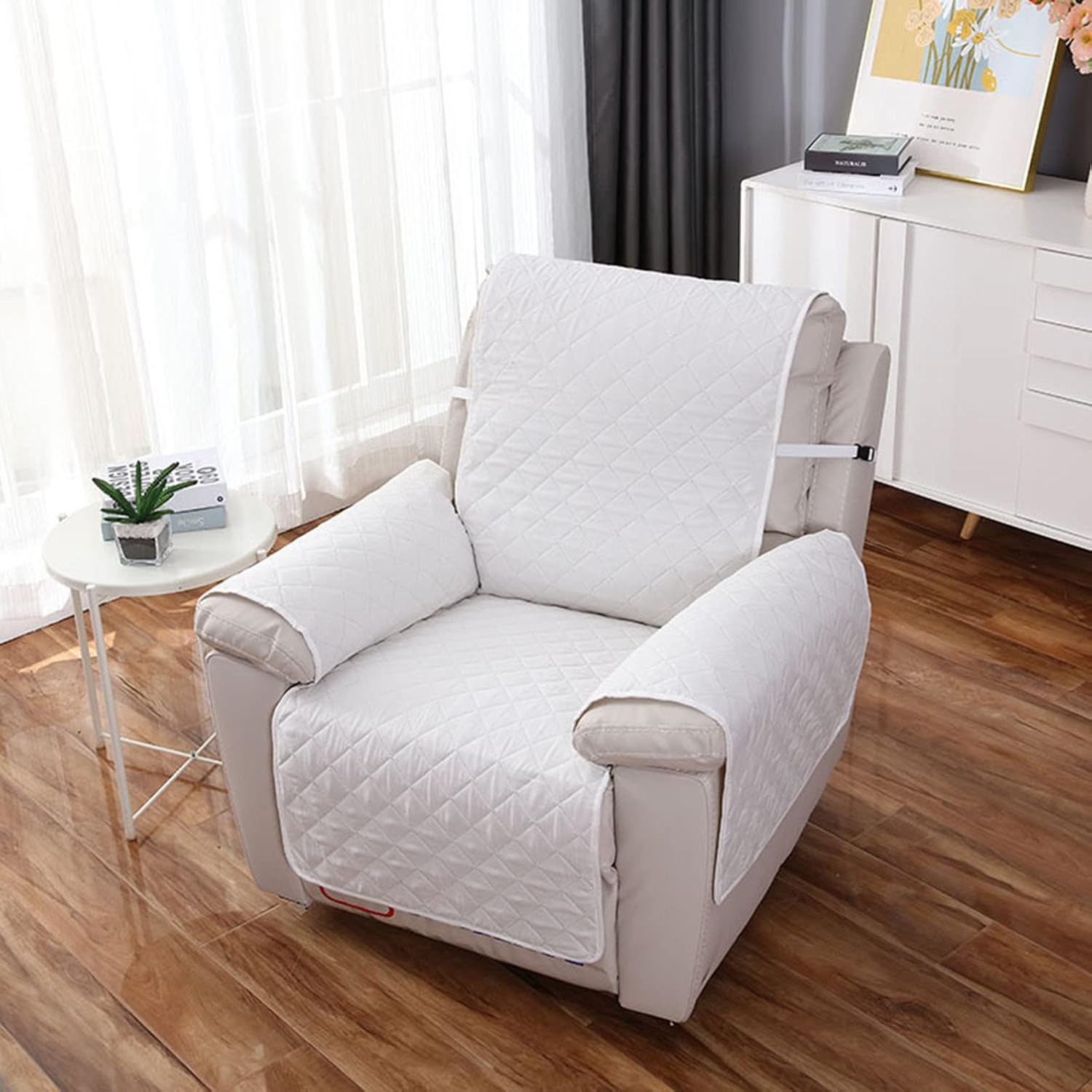 Quilted Recliner Cover, Soft Recliner Slipcover Non Slip Width to 22 Inch Recliner Couch Cover