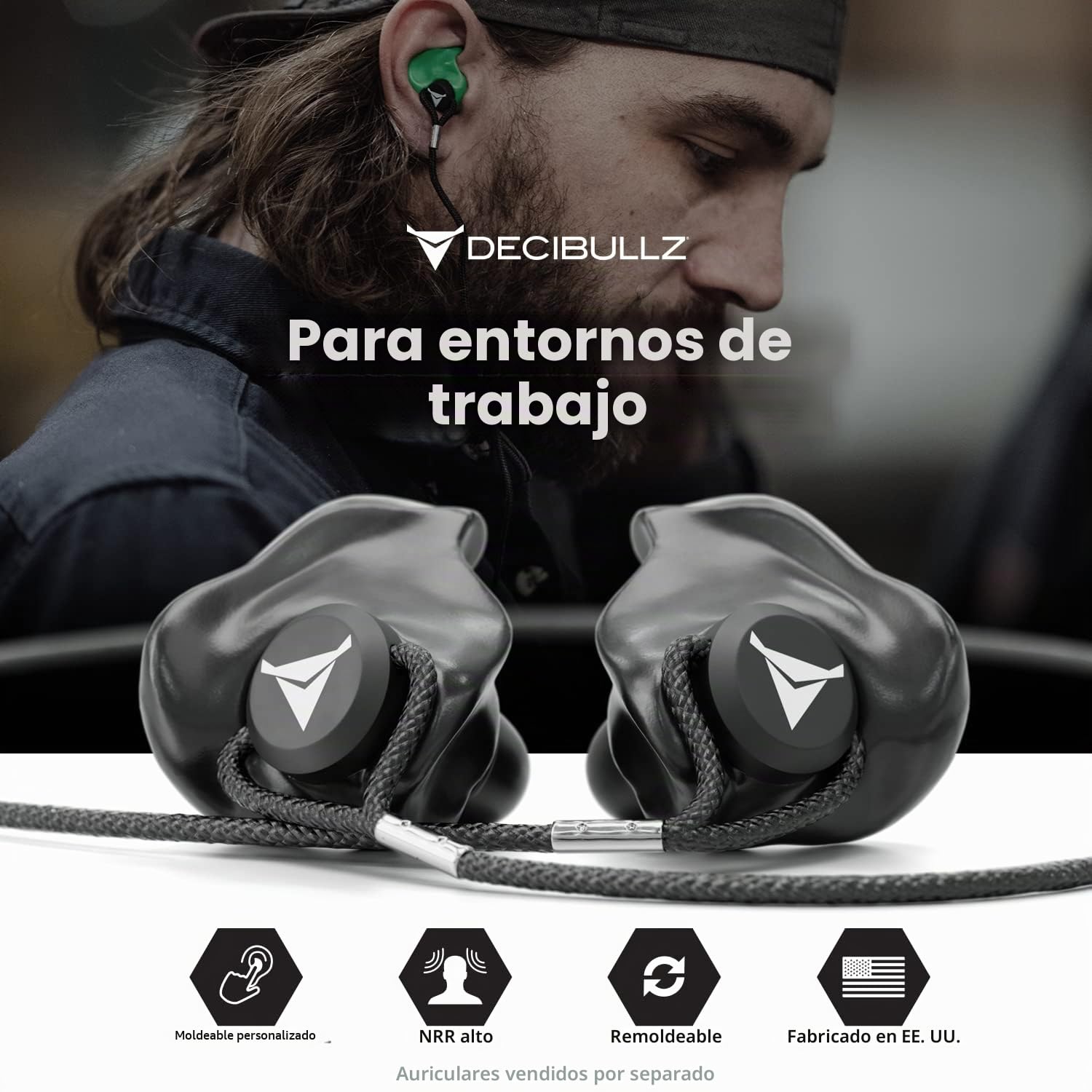 Decibullz - Cordón para tapones para los oídos