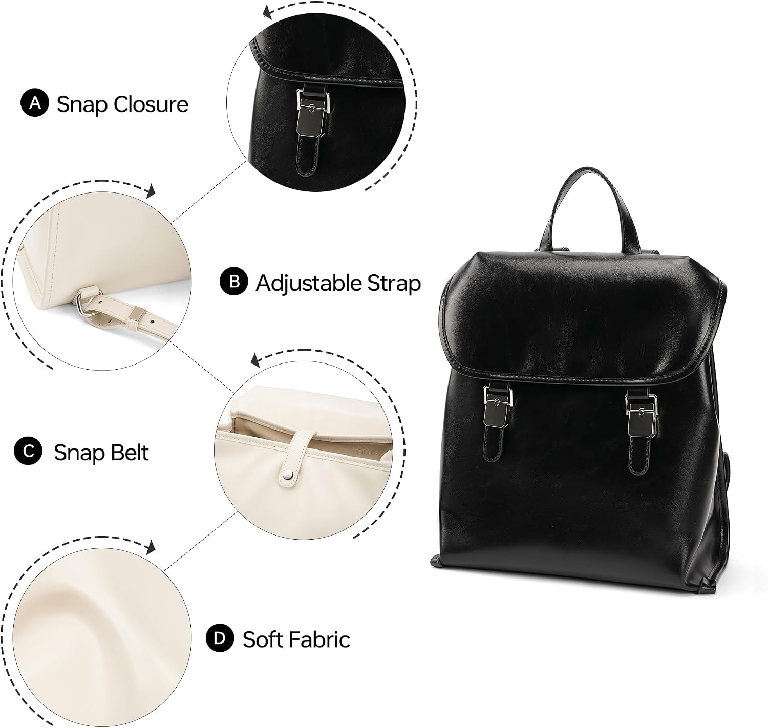 Flap Backpack for Women, Vegan Leather Convertible Backpack Purse with Magnetic Closure, Casual Daypack