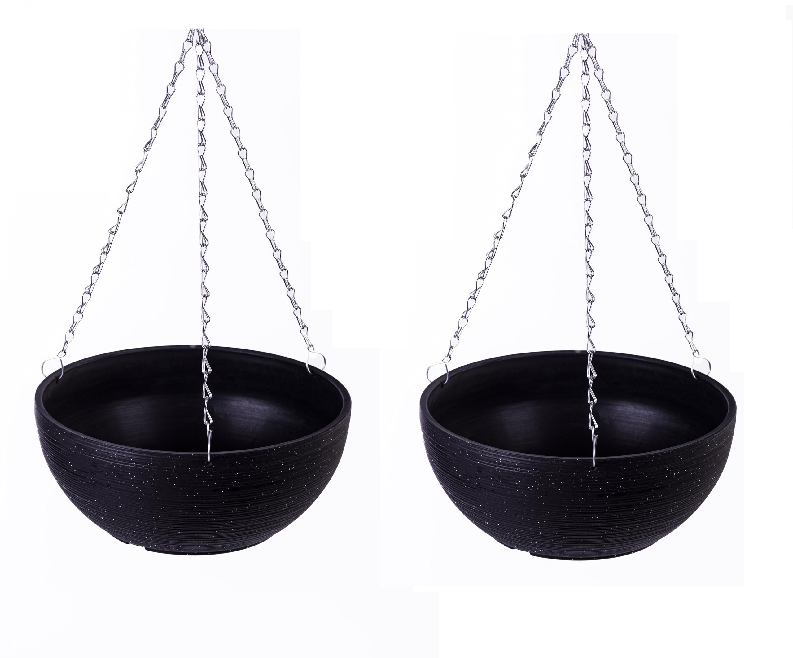 Garden Gear 35cm Hanging Basket - Black Flecked Stone Effect - 2 Pack