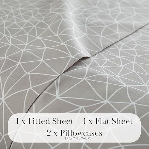 Miniatura 7 de Southshore Fine Living, Inc. Geometric Maze Collection, juego de sábanas de 4 piezas con bolsillo profundo de 14 pulgadas, fácil cuidado, juego de