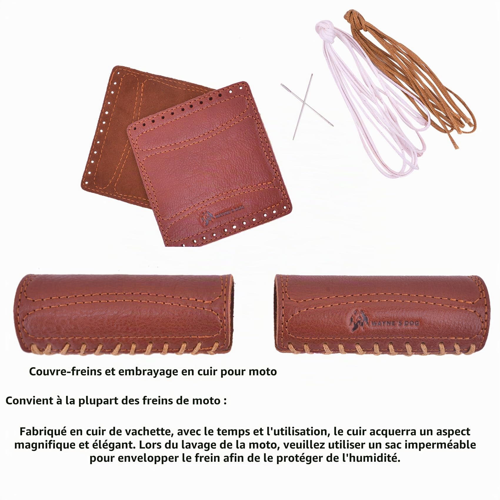 Couvre-poignée de guidon de moto en cuir, sans frange, couvre-embrayage de frein pour motos HD