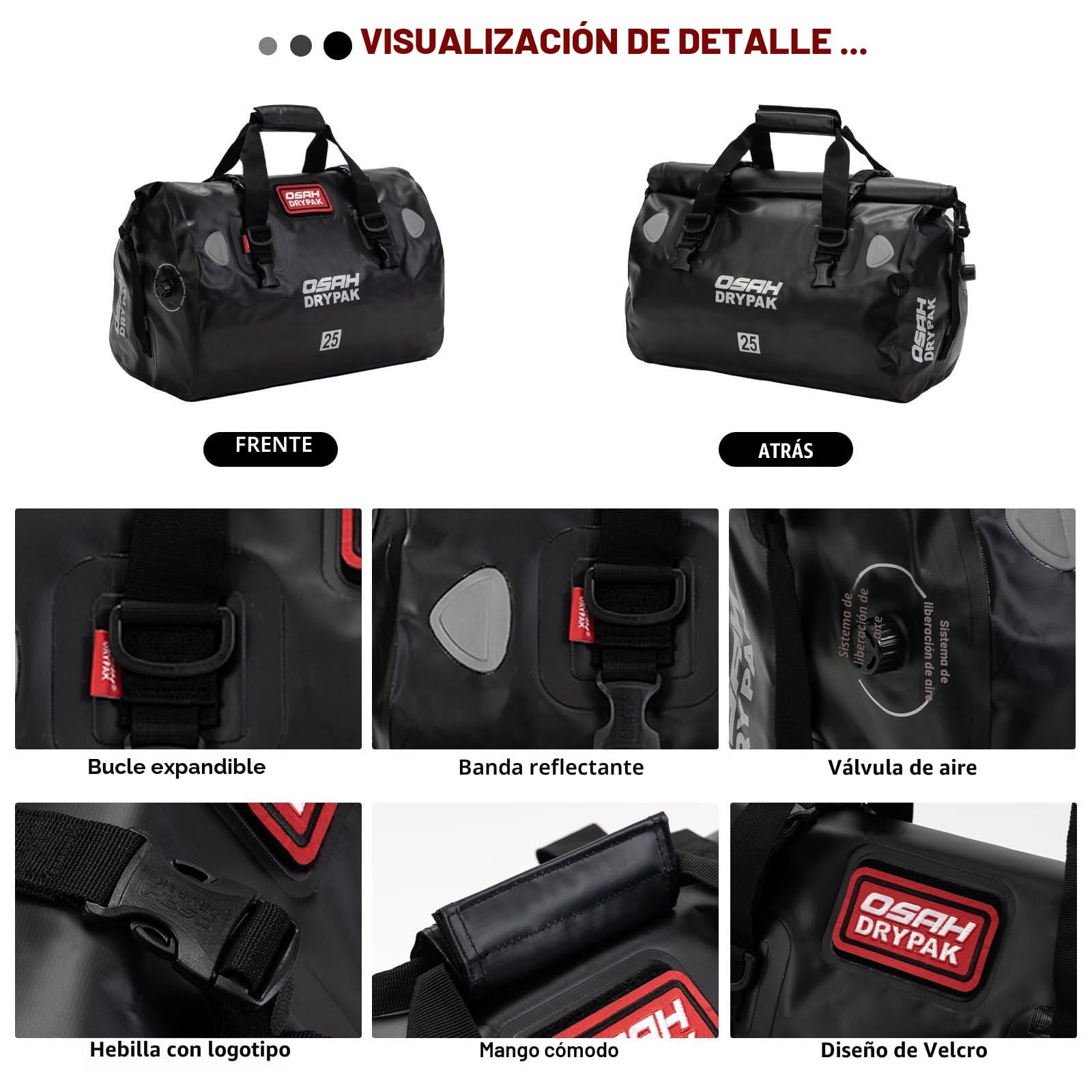 Torro Bolsa Seca Impermeable 60L para Motocicleta Ciclismo Camping