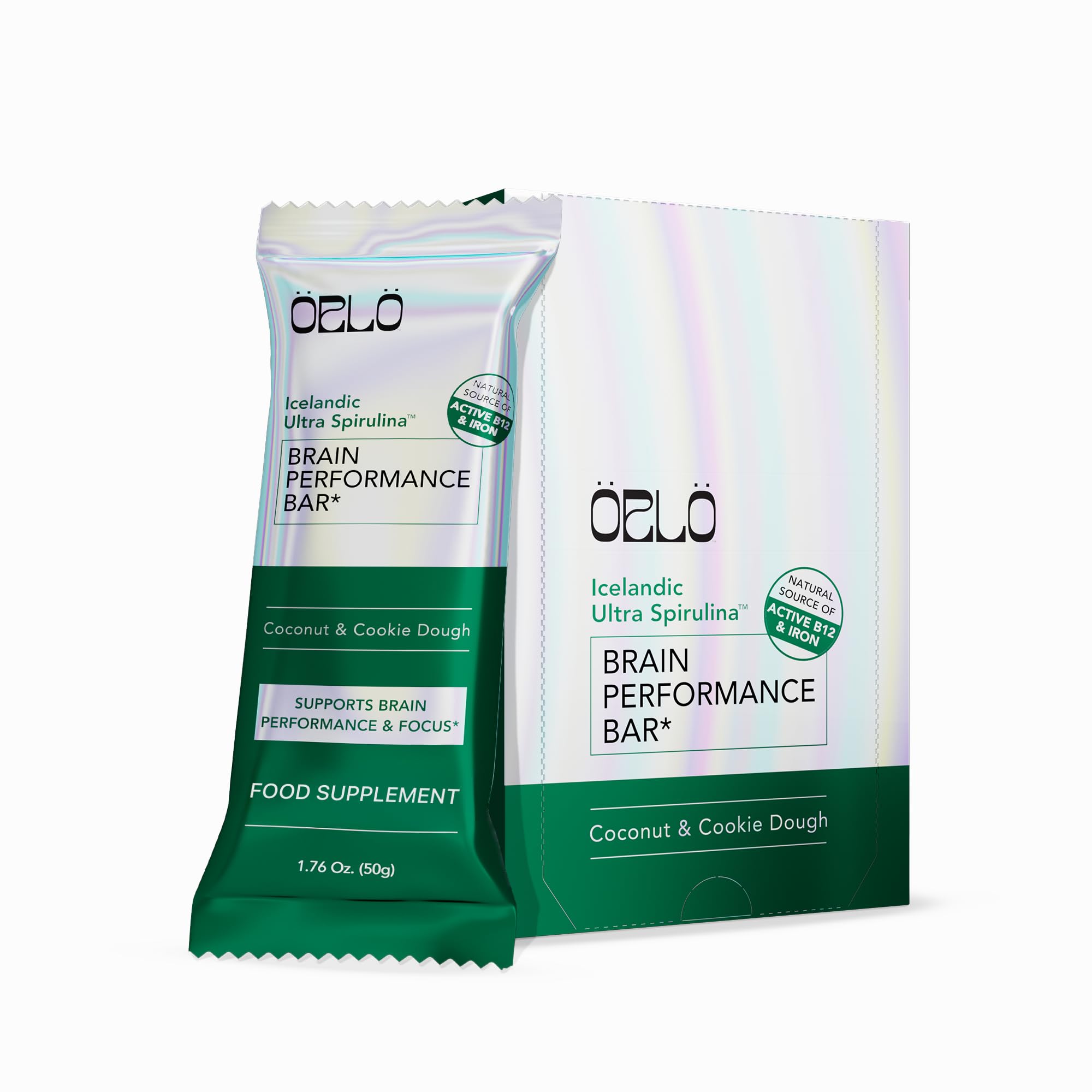 ORLO BRAIN PERFORMANCE BAR – Vegan Protein Bars for Brain & Energy Support – Focus & Memory, Pre & Post Workout Recovery – Gluten Free Snack with L-Theanine, Lions Mane, Spirulina & More (12 Bars)