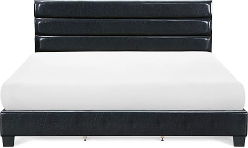 Miniatura 23 de ClickDecor Hudson - Cama de plataforma tapizada con cabecera recta copetuda, base de colchón, no necesita somier, soporte de listones de marco de