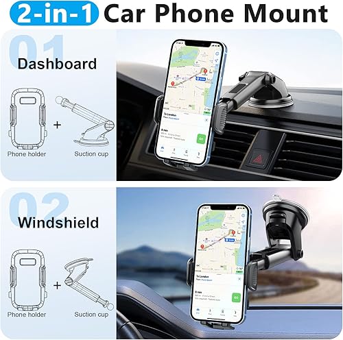 Miniatura 2 de Soporte de teléfono para automóvil, soporte de teléfono para ventana de salpicadero del parabrisas del automóvil, montaje de pistola manos libres,