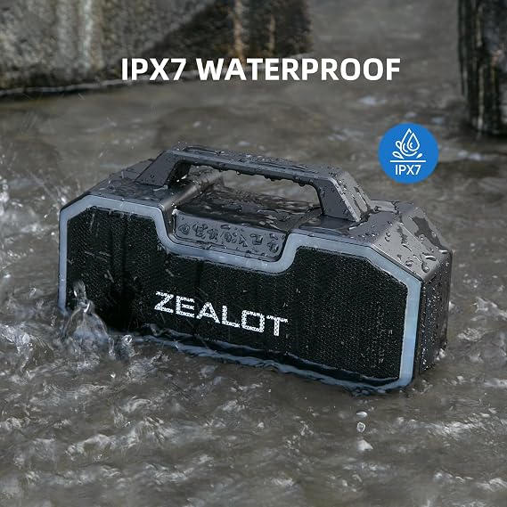 ZEALOT Bluetooth Speakers, 80W Speakers Bluetooth Wireless with Dual Paring, Bluetooth Speaker with 14,400MAh Big Battery,50H Playtime,Stereo,Party, Beach Portable Speaker (Dark Black) (Dark Black)
