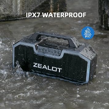 ZEALOT Bluetooth Speakers, 80W Speakers Bluetooth Wireless with Dual Paring, Bluetooth Speaker with 14,400MAh Big Battery,50H Playtime,Stereo,Party, Beach Portable Speaker (Dark Black) (Dark Black)