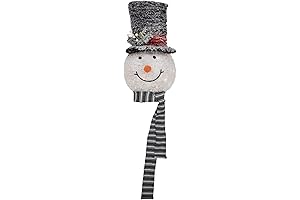 Northlight 25" Lighted Snowman Tree Topper with Black Frosted Top Hat