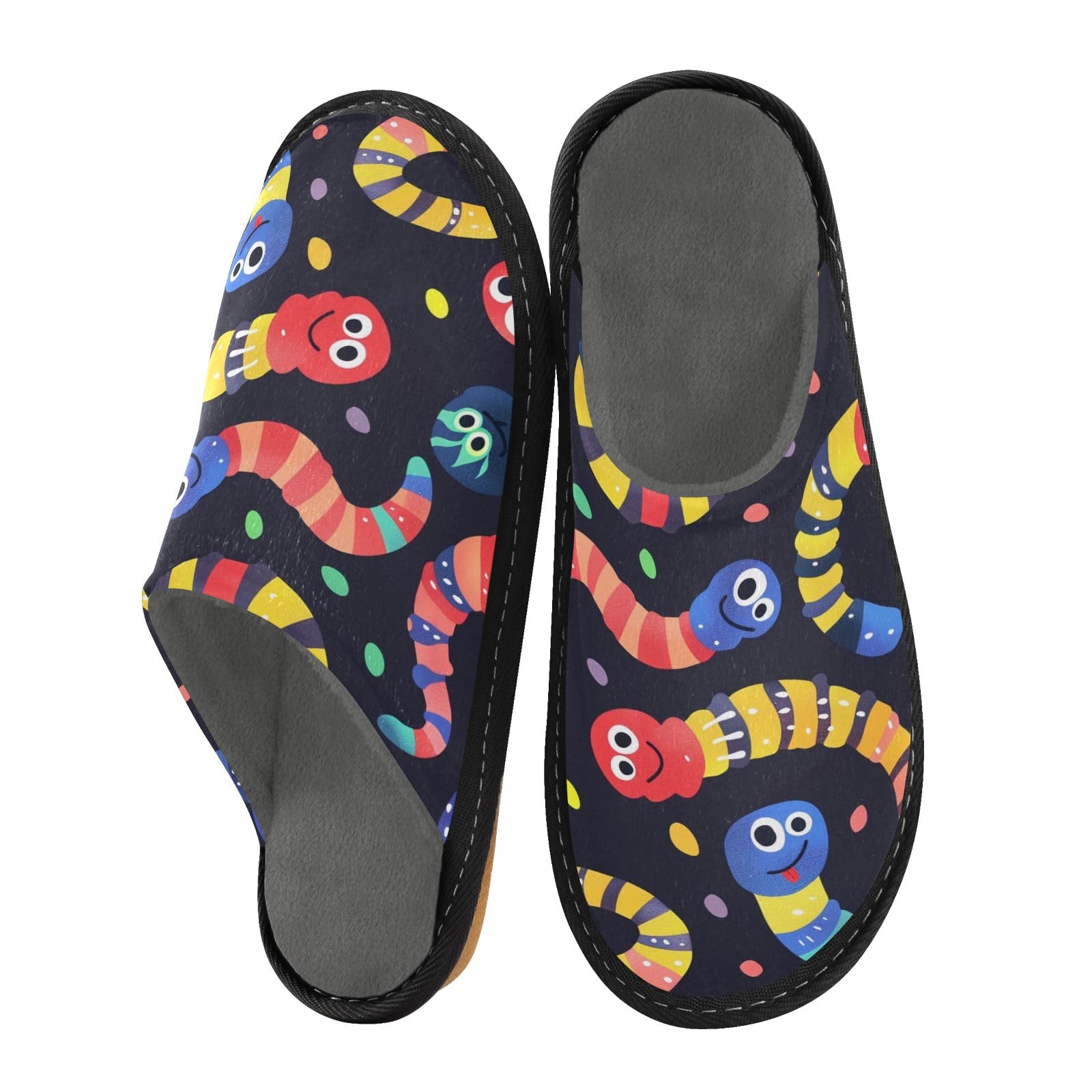 Men's Slipper Caterpillar Warm Fuzzy House Slippers for Women Non-slip Indoor/Outdoor Soles