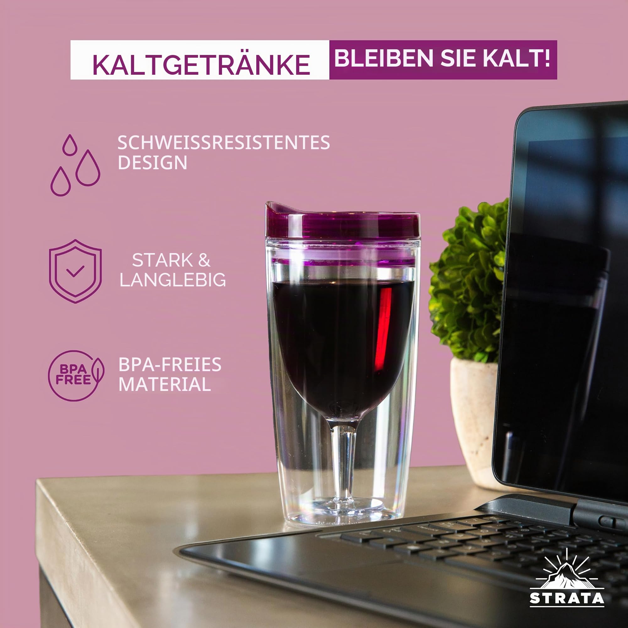 Isolierter Weinbecher mit Deckel (10 Stück) + Bonus-Aufkleber | Outdoor Acryl-Kunststoff Weingläser 284 ml Becher in 10 Farben – Erwachsene Schnabelflasche unzerbrechliches Weinglas ohne Stiel