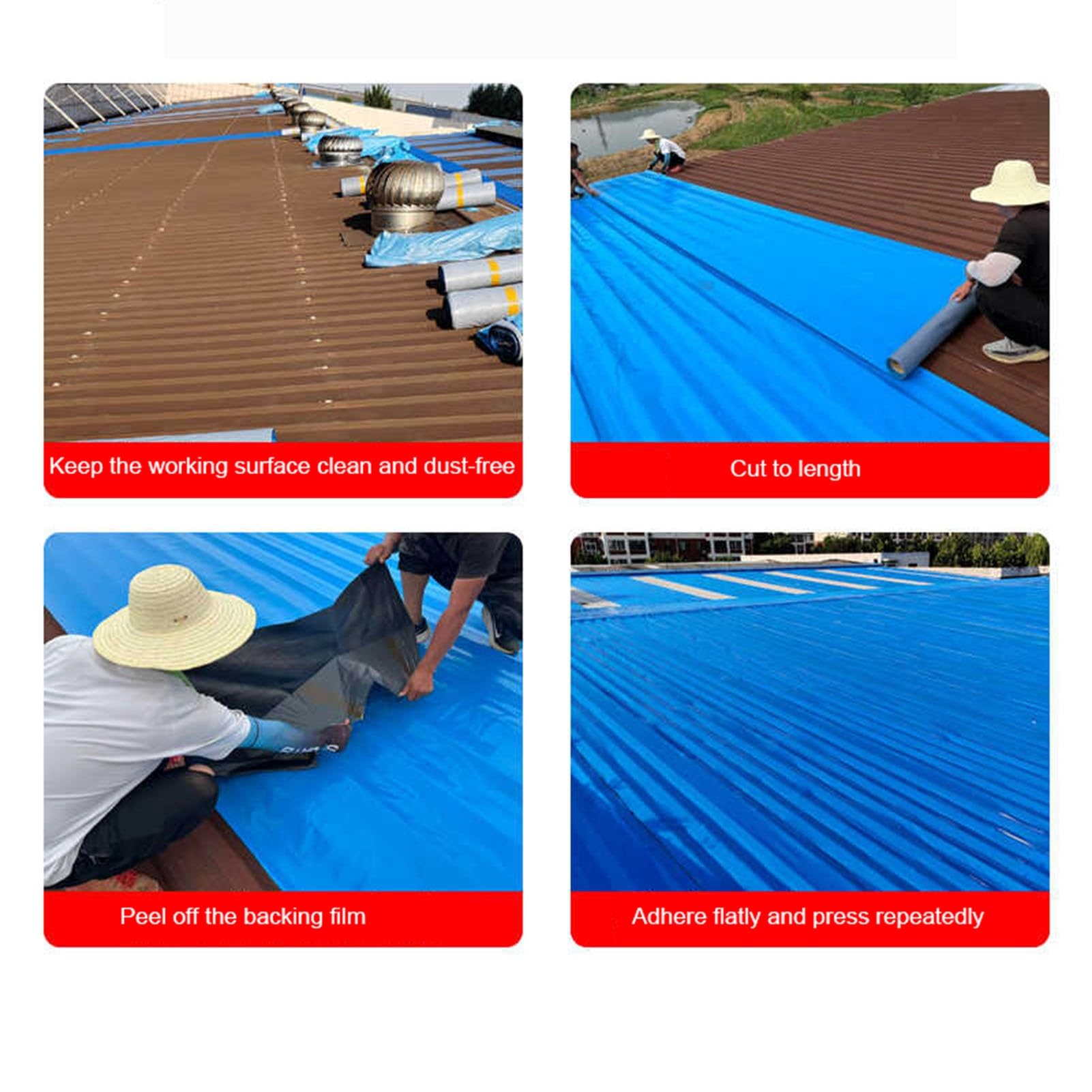 Genérico Cinta Azul Impermeable para reparación de techos, Tejas asfálticas Autoadhesivas, Rollo de Fieltro para techos, Cinta de Sellado para Fugas, Protector de Techo Duradero (50x100cm/1.64x3.3ft)
