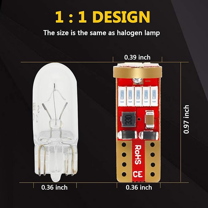 PHINLION 194 LED Azul, Pack de 2, Bombillas T10 168 2825 miniatura 4