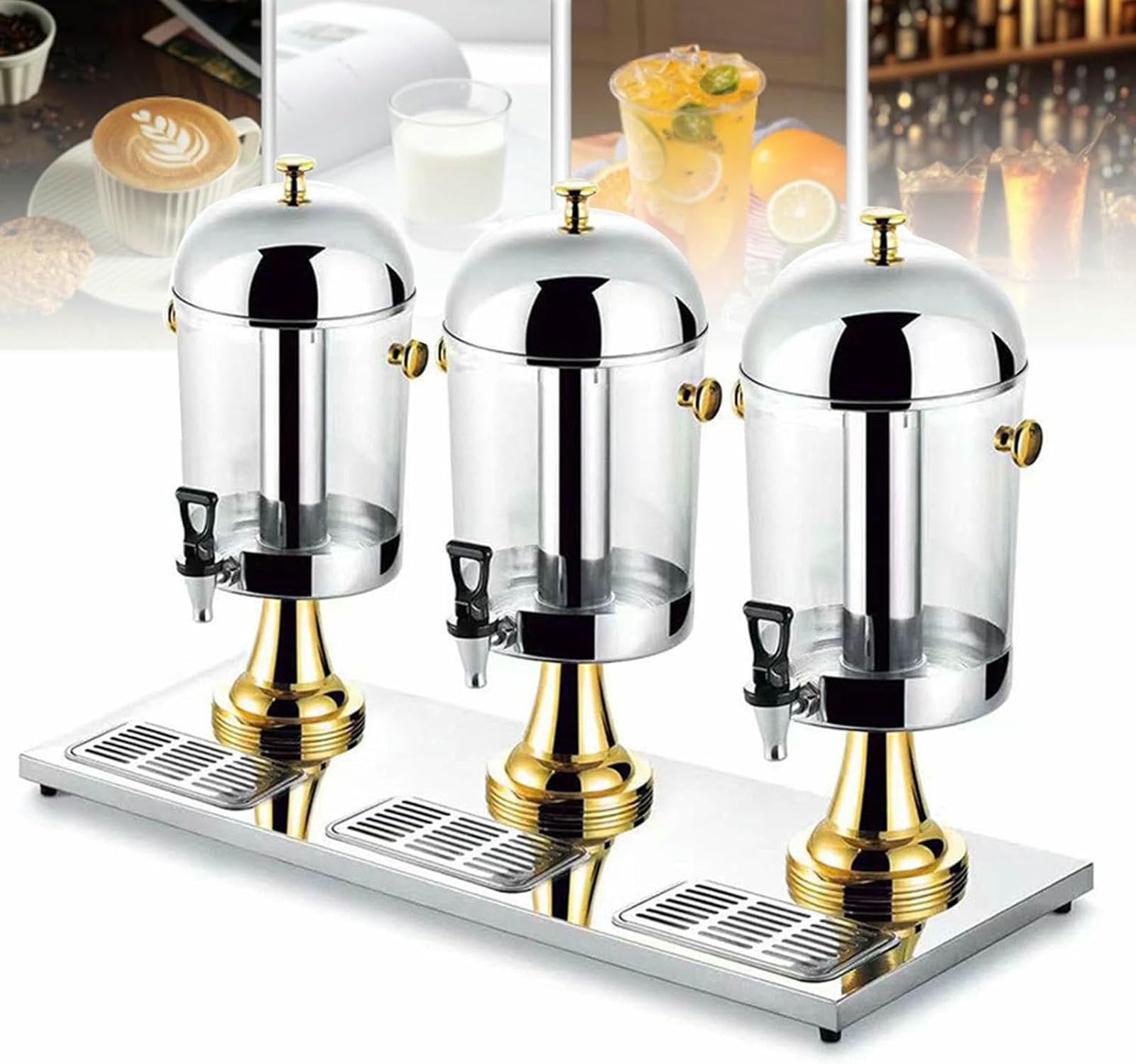Dispensador De Bebidas, Dispensador De Jugo, Dispensador De Bebidas De Vidrio Transparente De Acero Inoxidable, Dispensador De Bebidas para Desayunar Barras De Buffet Hoteles