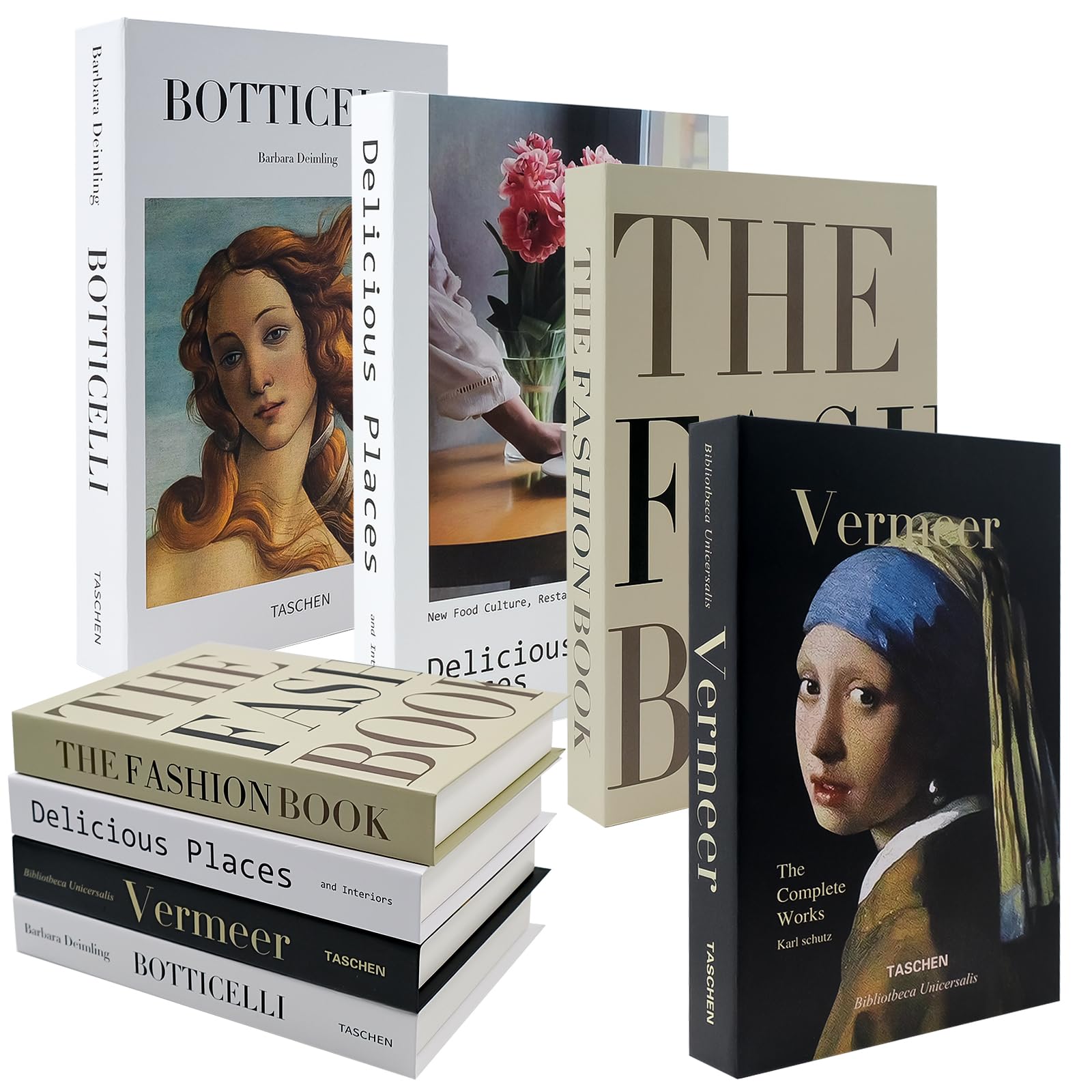 4 Piece Decorative Books Set, Ennoxwi Fake Books, Foldable Cardboard Decorative Books for Shelf Coffee Table Living Room Office, Elegant Book Decor in Multicolor