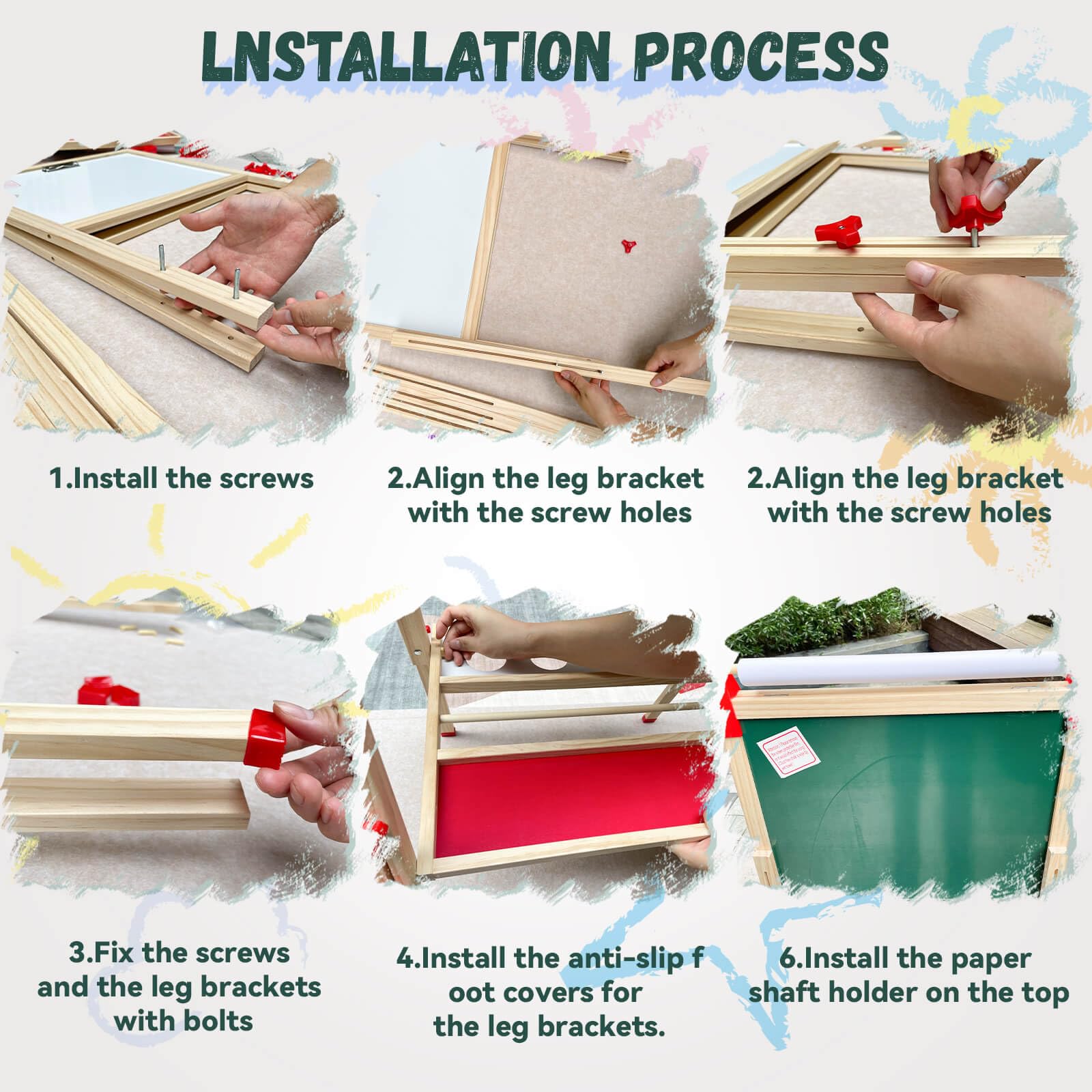 Caballete para niños, caballete de arte de madera ajustable para niños, más de 114 suministros de arte, pizarra magnética de doble cara y pizarra blanca para niños, dibujo y pintura para niños de 2 a 7