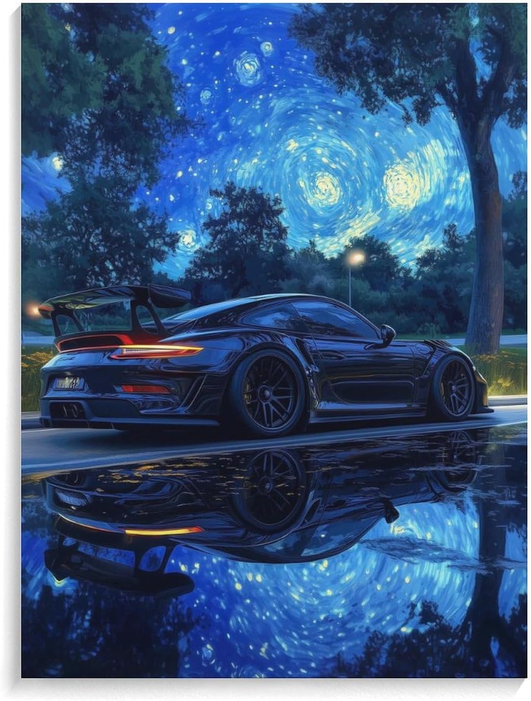 Blue Car Canvas Wall Art Print For Bathroom Bedroom Living Room Framed Canvas Poster Picture Painting Hotel Restaurant Bar Office Home Wall Decor 12x16 Inch