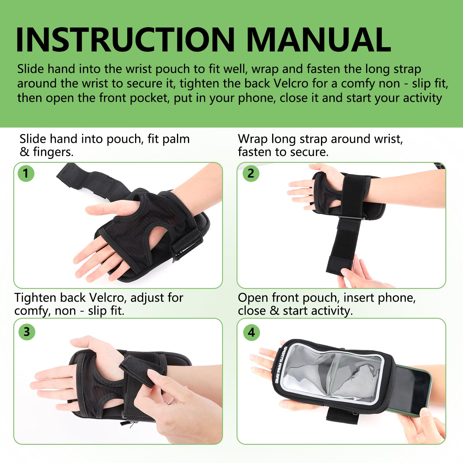 Bracciale da polso 2 in 1 per cellulare fino a 7 pollici, resistente al sudore, traspirante per corsa e palestra