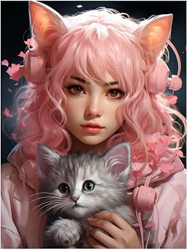 CAPITUNEISKINEPA Japanese Poster Gifts - Anime Girl Neko Catgirl Pastel Kawaii Cat Manga Japan Lover Dorm Posters Mini Posters 9" x 11"