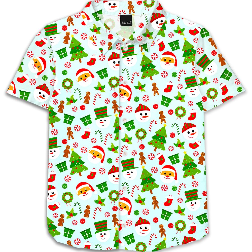 Remimi Unisex Kids Halloween Shirt Boys Pumpkin Ghost Shirts Hawaii Button Up Tops 5-14 Years